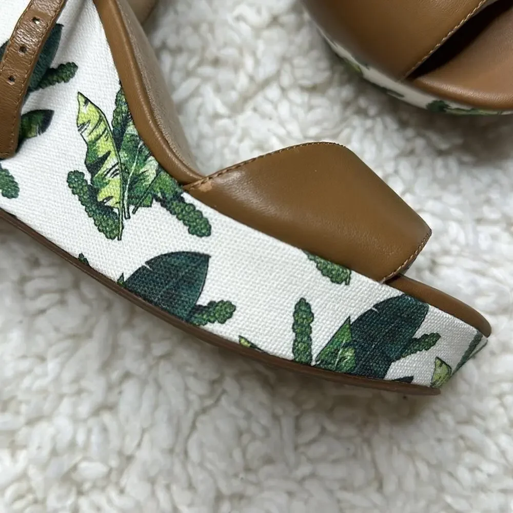 Got It Love it Palm Leaf Vacation Wedge Heels Resort Beach Semi Formal
